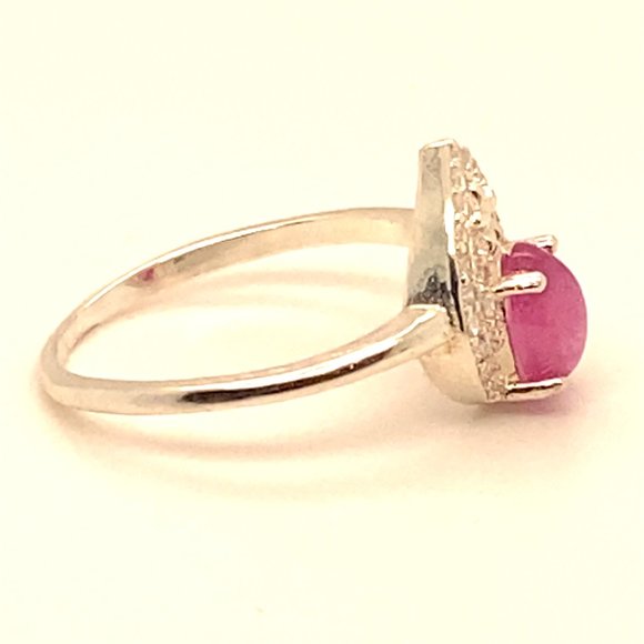 Pink Sapphire 1.52ct Platinum Finish Solid 925 Sterling Silver Ring - Picture 4 of 6